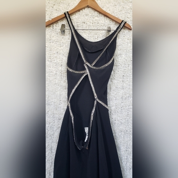 Vintage 90s black rhinestone prom style maxi dress 12 large fits like 8 - Picture 4 of 12